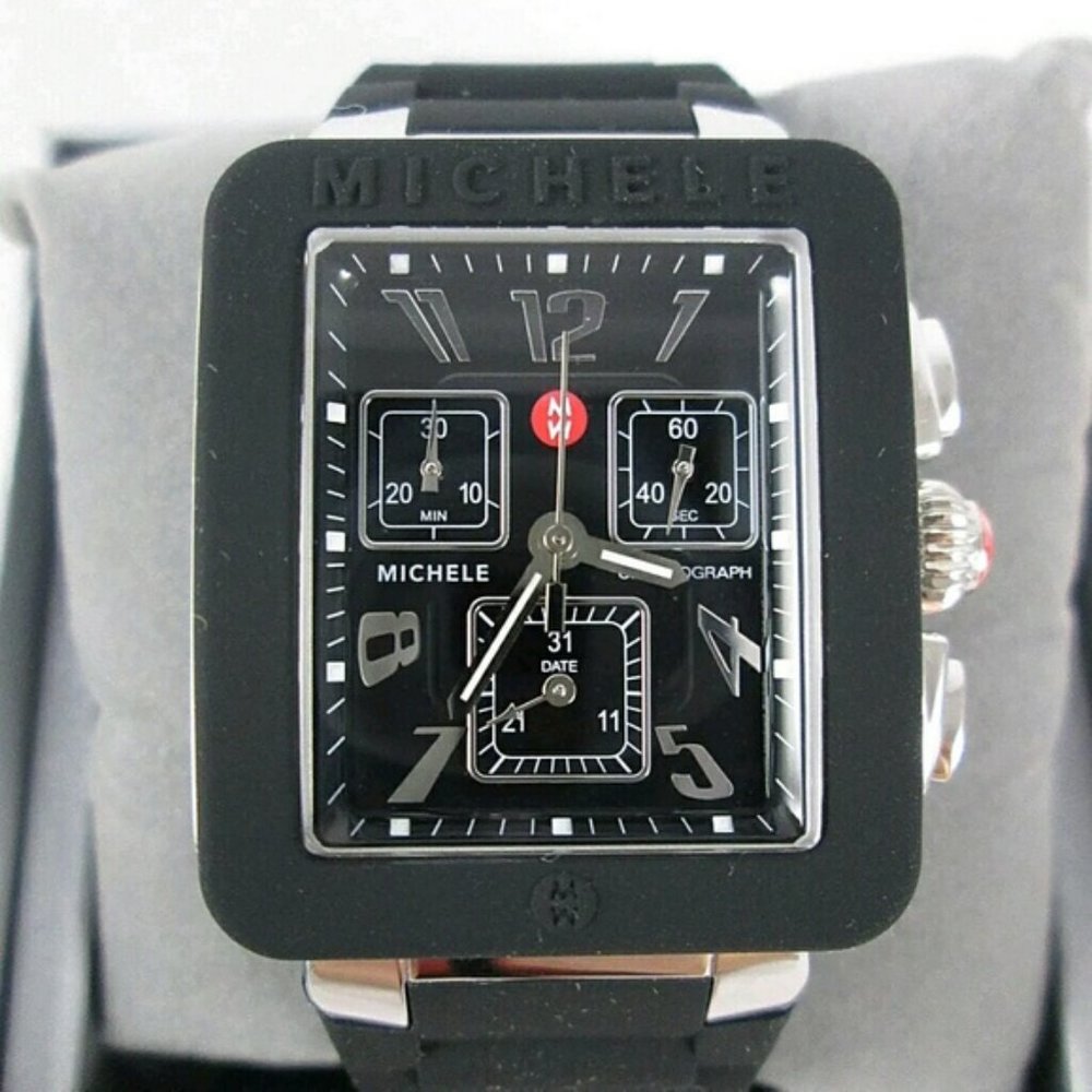 NWT Michele Park black and sliver ladies watch